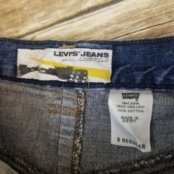 ⬇⬇ Levi's Jean Cutoff Fray Shorts Distress Boys 8 - Picture 5 of 6